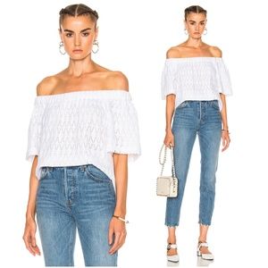 A.L.C. Off-The-Shoulder White Crochet Cheyenne Top